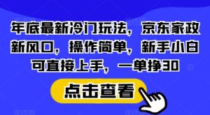 年底最新冷门玩法,京东家政新风口,操作简单,新手小白可直接上手,一单挣30-KJ分享