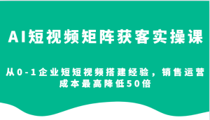 AI短视频矩阵获客实操课，从0-1企业短短视频搭建经验，销售运营成本最高降低50倍-KJ分享