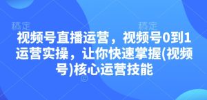 视频号直播运营，视频号0到1运营实操，让你快速掌握(视频号)核心运营技能-KJ分享