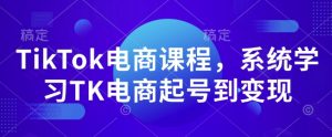 TikTok电商课程，​系统学习TK电商起号到变现-KJ分享