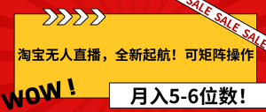 淘宝无人直播，全新起航！可矩阵操作，月入5-6位数！-KJ分享