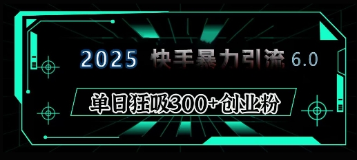 2025年快手6.0保姆级教程震撼来袭，单日狂吸300+精准创业粉-KJ分享