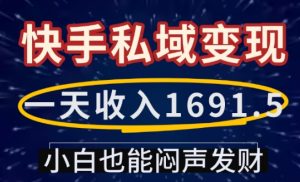 一天收入1691.5，快手私域变现，小白也能闷声发财-KJ分享