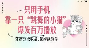 只用手机靠一只“跳舞的小猫”爆发百万播放，狂撸分成收益，保姆级教学-KJ分享