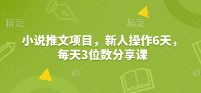 小说推文项目，新人操作6天，每天3位数分享课-KJ分享