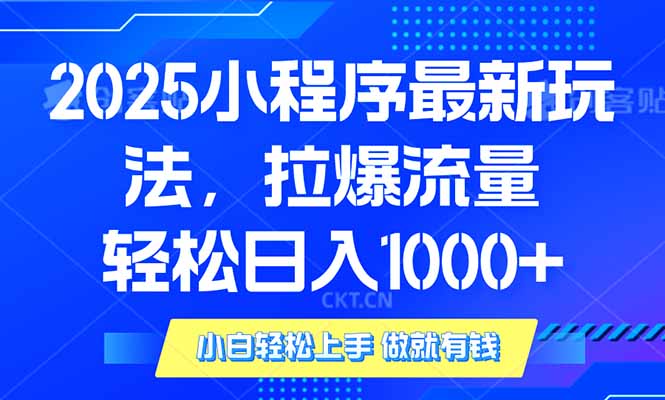2025年小程序最新玩法，流量直接拉爆，单日稳定变现1000+-KJ分享