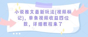 小说推文最新玩法(视频标记),单条视频收益四位数,详细教程来了-KJ分享