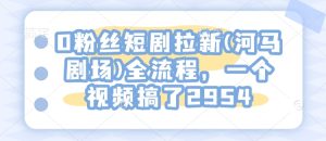 0粉丝短剧拉新(河马剧场)全流程，一个视频搞了2954-KJ分享