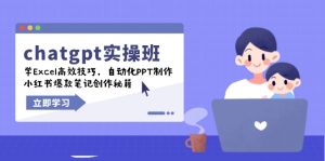 chatgpt实战班，学Excel高效技巧，自动化PPT制作，小红书爆款笔记创作秘籍-KJ分享