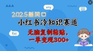 2025新风口,小红书冷知识赛道,无脑复制粘贴,一单变现300+-KJ分享