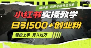 2月小红书最新日引500+创业粉实操教学【超详细】小白轻松上手，月入1W+，附小红书养号起号SOP-KJ分享