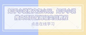 知乎小说推文怎么玩,知乎小说推文项目保姆级实战教程-KJ分享
