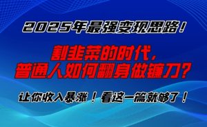 2025年最强变现思路，割韭菜的时代， 普通人如何翻身做镰刀？-KJ分享