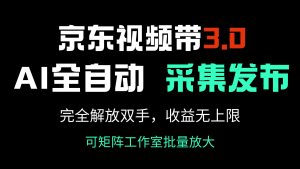 京东视频带货3.0，Ai全自动采集＋自动发布，完全解放双手，收入无上限…-KJ分享