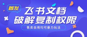 首发飞书文档破解复制权限，售卖自用均可暴力玩法-KJ分享
