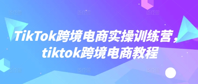 TikTok跨境电商实操训练营,tiktok跨境电商教程-KJ分享