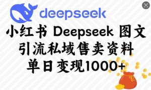 小红书Deepseek图文引流私域售卖资料，单日变现多张-KJ分享