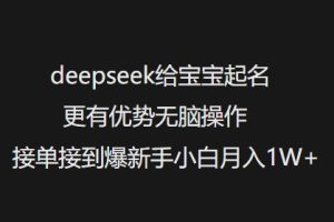 deepseek给宝宝起名更有优势无脑操作接单接到爆新手小白月入1W+-KJ分享