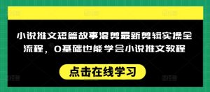 小说推文短篇故事混剪最新剪辑实操全流程，0基础也能学会小说推文教程，肯干多发日入多张-KJ分享
