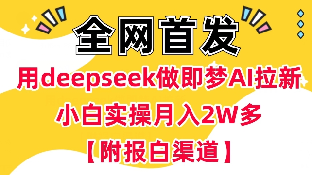 用deepseek做即梦Ai拉新 小白实操月入过W+【附报白渠道】-KJ分享