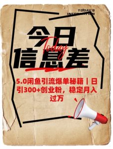 5.0闲鱼引流爆单秘籍，日引300+创业粉，稳定月入过W-KJ分享