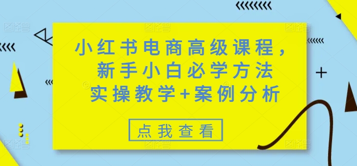小红书电商高级课程,新手小白必学方法,实操教学+案例分析-KJ分享