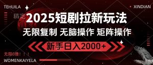 2025短剧拉新玩法，无需注册登录，无限0撸，无脑批量操作日入2000+-KJ分享