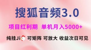 搜狐音频挂ji3.0.可矩阵可放大，独家技术，稳定月入5000+-KJ分享