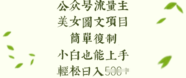 流量主长期收益项目，美女图片简单复制，小白也能上手，轻松日入5张-KJ分享