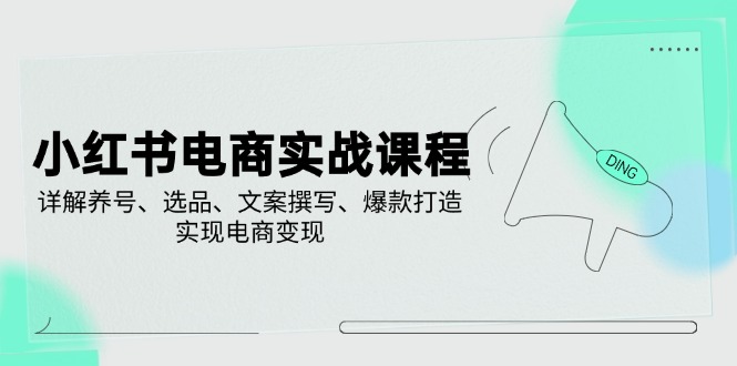 小红书电商实战课程，详解养号、选品、文案撰写、爆款打造，实现电商变现-KJ分享