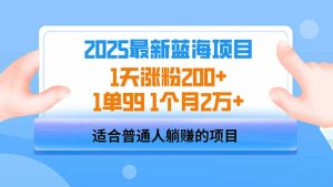 2025蓝海项目 1天涨粉200+ 1单99 1个月2万+-KJ分享