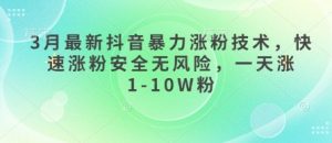 3月最新抖音暴力涨粉技术，快速涨粉安全无风险，一天涨1-10W粉-KJ分享