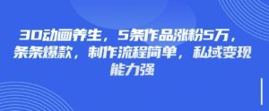 3D动画养生，5条作品涨粉5万，条条爆款，制作流程简单，私域变现能力强-KJ分享