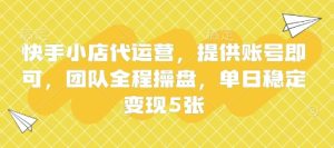 快手小店代运营,提供账号即可,团队全程操盘,单日稳定变现5张-KJ分享