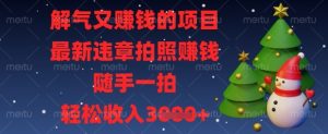解气又挣钱的项目，最新违章拍照挣钱，随手一拍，轻松收入数张-KJ分享