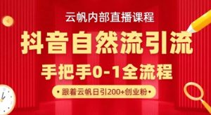 【云帆内部直播课】抖音最新自然模版引流玩法，单号单日引300+精准创业粉-KJ分享