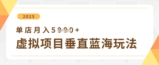 虚拟项目垂直玩法，实现单店月入5k+-KJ分享