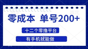 2025年零成本单号200+，十二个零撸平台撸收益，有手机就能做-KJ分享
