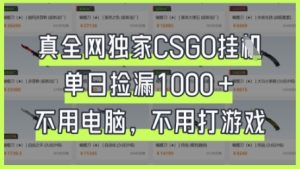 真全网独家CSGO挂G，单日捡漏1k+-KJ分享
