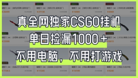 真全网独家CSGO挂G，单日捡漏1k+-KJ分享