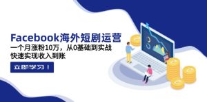 Facebook海外短剧运营:一个月涨粉10万,从0基础到实战,快速实现收入到账-KJ分享
