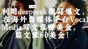 出海搞钱！利用deepseek撰写爆文，在海外自媒体平台Vocal Media写文章挣美金，一篇文章60刀-KJ分享