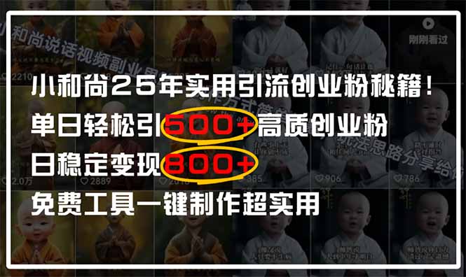 小和尚2025年实用引流秘籍！单日轻松引500+高质量创业粉，日变现800+，…-KJ分享