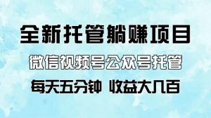 全新托管躺赚项目，微信视频号公众号托管代运营，每天五分钟，收益大几百-KJ分享