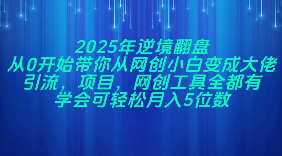 2025年逆境翻盘，从0开始带你从网创小白变成大佬，引流，项目，网创工…-KJ分享