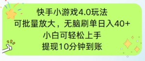 快手小游戏刷广告4.0玩法,项目可批量放大操作,手机有电有网即可。单…-KJ分享