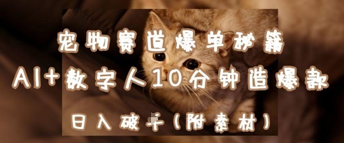 宠物赛道爆单秘籍：AI+数字人10分钟造爆款，日入1k-KJ分享