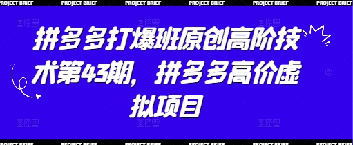 拼多多打爆班原创高阶技术第43期，拼多多高价虚拟项目-KJ分享