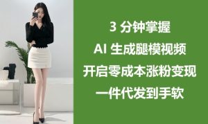 3分钟掌握AI生成腿模视频，开启零成本涨粉变现，一件代发到手软-KJ分享