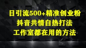 日引流500+精准创业粉，抖音共情自热打法，工作室都在用的方法-KJ分享